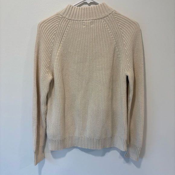 J. Crew Cream Knit Chunky Mock Neck Sweater Shoulder Buttons Preppy Costal - Picture 9 of 11